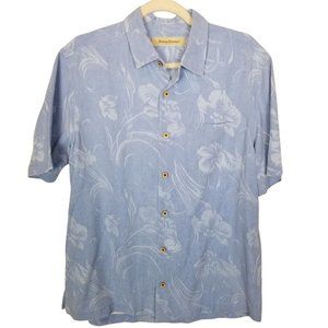 Tommy Bahama Men M Blue Floral Silk Hawaiian Magnu